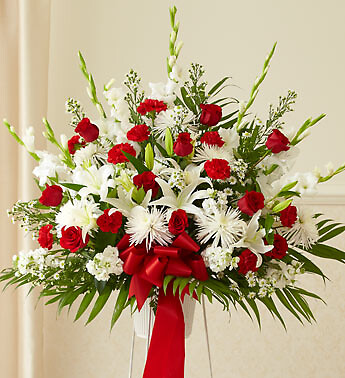 Heartfelt Sympathies Red &amp;amp; White Standing Basket