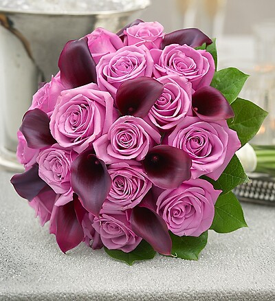 Purple Elegance Rose and Mini Calla Lily Bouquet